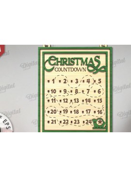 Σετ των 2 Intra απο ξύλο plywood 3mm-4mm πάχος Χριστουγεννιάτικη αντίστροφη μέτρηση σχέδιο κοπής με λέιζερ Δίασταση 15x15 cm INTRAFABR-109483976