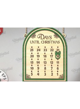 Σετ των 2 Intra απο ξύλο plywood 3mm-4mm πάχος Χριστουγεννιάτικη αντίστροφη μέτρηση σχέδιο κοπής με λέιζερ Δίασταση 15x15 cm INTRAFABR-109484116