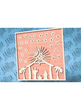 Σετ των 2 Intra απο ξύλο plywood 3mm-4mm πάχος Χριστουγεννιάτικη Αντίστροφη μέτρηση με Design Δίασταση 15x15 cm INTRAFABR-79767373