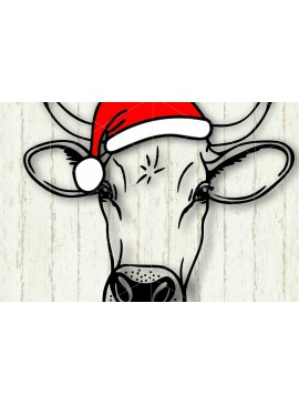 Σετ των 2 Intra απο ξύλο plywood 3mm-4mm πάχος Christmas Cow Santa Animals , Φάρμα Δίασταση 15x15 cm INTRAFABR-111137643