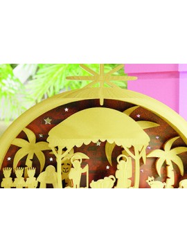 Σετ των 2 Intra απο ξύλο plywood 3mm-4mm πάχος Χριστουγεννιάτικη ΚΡΕΒΑΤΙ 3D Δίασταση 30x20 cm INTRAFABR-15380966