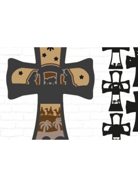 Intra απο ξύλο plywood 3mm-4mm πάχος Χριστουγεννιάτικη Κούνια Χριστιανικός Σταυρός Δίασταση 30x20 cm INTRAFABR-37220785