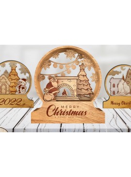 Σετ των 3 Intra απο ξύλο plywood 3mm-4mm πάχος Χριστουγεννιάτικες Κρυστάλλινες Μπάλες Δίασταση 4x4 cm INTRAFABR-19337043