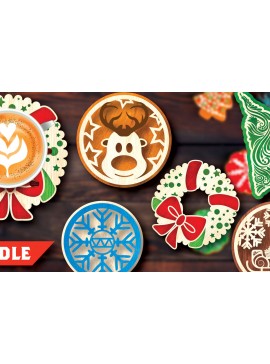 Σετ των 2 Intra απο ξύλο plywood 3mm-4mm πάχος Δέσμη κοπής με λέιζερ σουβέρ Χριστουγέννων Δίασταση 15x15 cm INTRAFABR-108042461