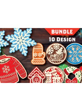 Σετ των 2 Intra απο ξύλο plywood 3mm-4mm πάχος Δέσμη κοπής με λέιζερ σουβέρ Χριστουγέννων Δίασταση 15x15 cm INTRAFABR-108042518