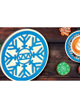 Σετ των 2 Intra απο ξύλο plywood 3mm-4mm πάχος Christmas Cup Coaster Cut  Δίασταση 15x15 cm INTRAFABR-108042332