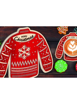 Σετ των 2 Intra απο ξύλο plywood 3mm-4mm πάχος Christmas Cup Coaster Cut  Δίασταση 15x15 cm INTRAFABR-107978186