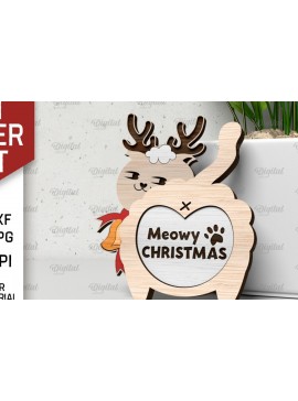 Σετ των 2 Intra απο ξύλο plywood 3mm-4mm πάχος Χριστουγεννιάτικο χαριτωμένο σχέδιο κοπής γάτας με λέιζερ Δίασταση 15x15 cm INTRAFABR-105054650