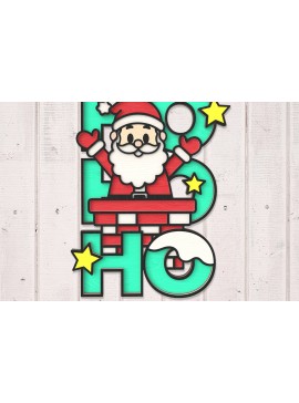 Σετ των 2 Intra απο ξύλο plywood 3mm-4mm πάχος Χριστουγεννιάτικο χαριτωμένο Santa HOHOHO Σημάδι Δίασταση 30x20 cm INTRAFABR-106853553