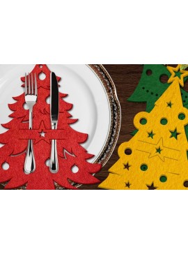 Σετ των 2 Intra απο ξύλο plywood 3mm-4mm πάχος Χριστουγεννιάτικες θήκες για μαχαιροπίρουνα Δίασταση 15x15 cm INTRAFABR-104822684