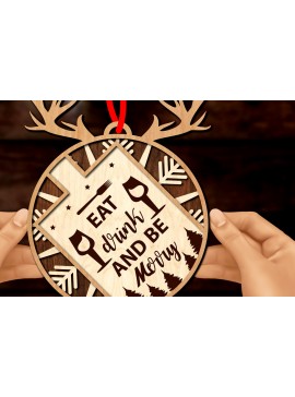 Σετ των 3 Intra απο ξύλο plywood 3mm-4mm πάχος Χριστουγεννιάτικα στολίδια κοπής Δίασταση 8x8 cm INTRAFABR-81279406