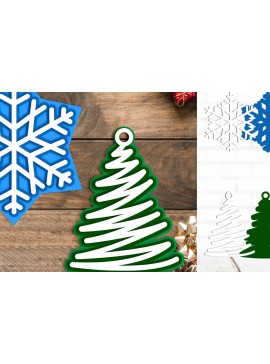 Σετ των 2 Intra απο ξύλο plywood 3mm-4mm πάχος Χριστουγεννιάτικο ντεκόρ τρισδιάστατο χαρτί με στρώσεις Δίασταση 15x15 cm INTRAFABR-80627851