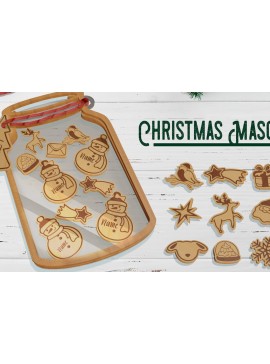 Σετ των 3 Intra απο ξύλο plywood 3mm-4mm πάχος Χριστουγεννιάτικη διακόσμηση . Mason Jar Δίασταση 15x15 cm INTRAFABR-80375646