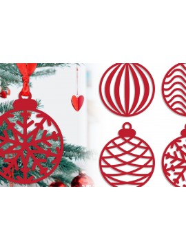 Σετ των 2 Intra απο ξύλο plywood 3mm-4mm πάχος Χριστουγεννιάτικη διακόσμηση με μπάλα με λέιζερ Δίασταση 30x20 cm INTRAFABR-39520032