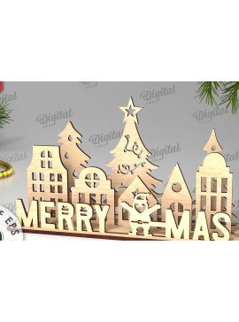 Σετ των 2 Intra απο ξύλο plywood 3mm-4mm πάχος Χριστουγεννιάτικη διακόσμηση σχέδιο κοπής με λέιζερ Δίασταση 15x15 cm INTRAFABR-109660895