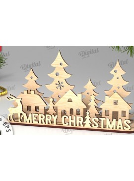 Σετ των 2 Intra απο ξύλο plywood 3mm-4mm πάχος Χριστουγεννιάτικη διακόσμηση σχέδιο κοπής με λέιζερ Δίασταση 15x15 cm INTRAFABR-109661054