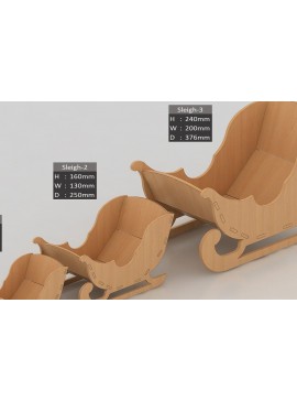 Σετ των 2 Intra απο ξύλο plywood 3mm-4mm πάχος Χριστουγεννιάτικη διακόσμηση έλκηθρα Σχεδιασμός δώρο Δίασταση 30x20 cm INTRAFABR-41864267