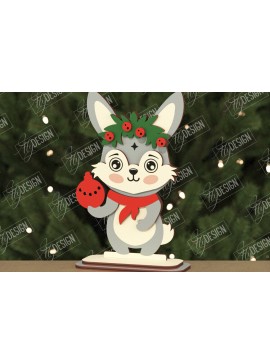 Σετ των 3 Intra απο ξύλο plywood 3mm-4mm πάχος Χριστουγεννιάτικα στολίδια | Ειδώλιο Λαγός Δίασταση 8x8 cm INTRAFABR-106662364