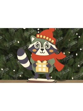 Σετ των 3 Intra απο ξύλο plywood 3mm-4mm πάχος Χριστουγεννιάτικα στολίδια | Ειδώλιο ρακούν Δίασταση 8x8 cm INTRAFABR-106662563