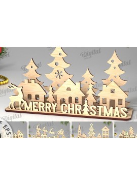 Σετ των 2 Intra απο ξύλο plywood 3mm-4mm πάχος Χριστουγεννιάτικα Διακοσμητικά Δέσμη κοπής με λέιζερ Δίασταση 15x15 cm INTRAFABR-109665490