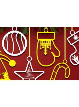 Σετ των 2 Intra απο ξύλο plywood 3mm-4mm πάχος ΧΡΙΣΤΟΥΓΕΝΝΙΑΤΙΚΑ Διακοσμητικά Δέσμη κοπής με λέιζερ Δίασταση 15x15 cm INTRAFABR-51031238