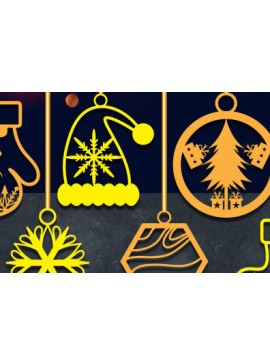 Σετ των 2 Intra απο ξύλο plywood 3mm-4mm πάχος ΧΡΙΣΤΟΥΓΕΝΝΙΑΤΙΚΑ Διακοσμητικά Δέσμη κοπής με λέιζερ Δίασταση 15x15 cm INTRAFABR-51031221