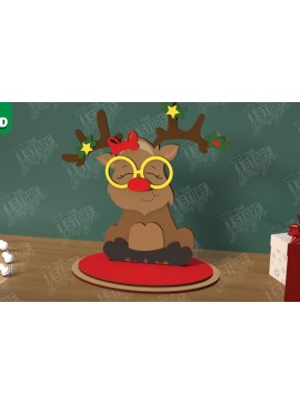 Σετ των 3 Intra απο ξύλο plywood 3mm-4mm πάχος Χριστουγεννιάτικα στολίδια | Επιτραπέζιο ειδώλιο Δίασταση 8x8 cm INTRAFABR-106886306