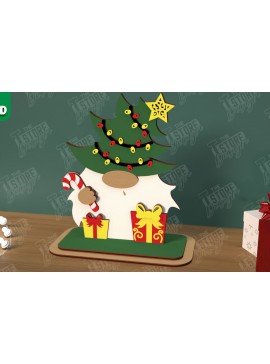 Σετ των 3 Intra απο ξύλο plywood 3mm-4mm πάχος Χριστουγεννιάτικα στολίδια | Επιτραπέζιο ειδώλιο Δίασταση 8x8 cm INTRAFABR-106886299