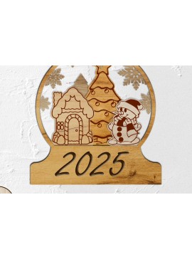 Σετ των 3 Intra απο ξύλο plywood 3mm-4mm πάχος Χριστουγεννιάτικη Διακοσμητική Μπάλα με Χιονάνθρωπο Δίασταση 4x4 cm INTRAFABR-108479774