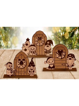 Σετ των 3 Intra απο ξύλο plywood 3mm-4mm πάχος Χριστουγεννιάτικο Διακοσμητικό Πορτών, Στολίδι Δίασταση 2x2 cm INTRAFABR-85928009