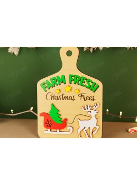 Σετ των 2 Intra απο ξύλο plywood 3mm-4mm πάχος Χριστουγεννιάτικο Διακοσμητικό Μίνι Κοπτικό Πίνακας Δίασταση 40x40 cm INTRAFABR-111663739