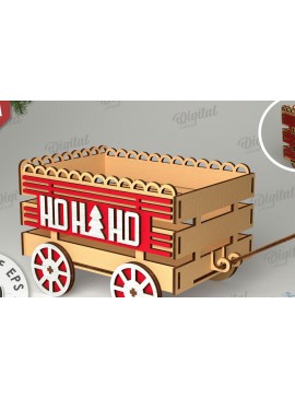 Σετ των 2 Intra απο ξύλο plywood 3mm-4mm πάχος Χριστουγεννιάτικο διακοσμητικό βαγόνι κοπής με λέιζερ Δίασταση 15x15 cm INTRAFABR-109769449