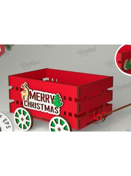 Σετ των 2 Intra απο ξύλο plywood 3mm-4mm πάχος Χριστουγεννιάτικο διακοσμητικό βαγόνι κοπής με λέιζερ Δίασταση 15x15 cm INTRAFABR-109769503