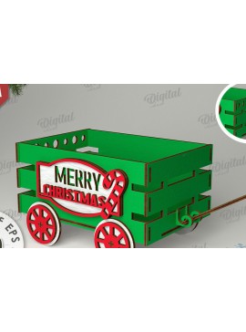 Σετ των 2 Intra απο ξύλο plywood 3mm-4mm πάχος Χριστουγεννιάτικο διακοσμητικό βαγόνι κοπής με λέιζερ Δίασταση 15x15 cm INTRAFABR-109769527