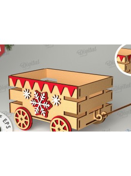 Σετ των 2 Intra απο ξύλο plywood 3mm-4mm πάχος Χριστουγεννιάτικο διακοσμητικό βαγόνι κοπής με λέιζερ Δίασταση 15x15 cm INTRAFABR-109769554