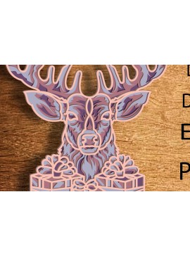 Σετ των 2 Intra απο ξύλο plywood 3mm-4mm πάχος Christmas Deer 3D Layered , Digital Δίασταση 15x15 cm INTRAFABR-81137195