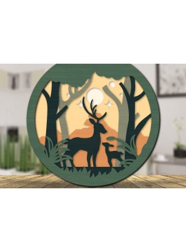 Intra απο ξύλο plywood 3mm-4mm πάχος Χριστουγεννιάτικο Ελάφι 3D στρογγυλό cu Δίασταση 30x20 cm INTRAFABR-111162141