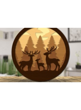 Intra απο ξύλο plywood 3mm-4mm πάχος Χριστουγεννιάτικο Ελάφι 3D στρογγυλό cu Δίασταση 30x20 cm INTRAFABR-111162169