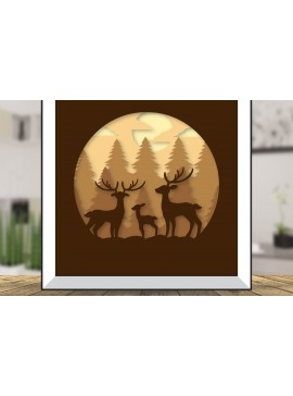 Σετ των 2 Intra απο ξύλο plywood 3mm-4mm πάχος Christmas Deer 3D Shadowbox Layered Δίασταση 15x15 cm INTRAFABR-111081762