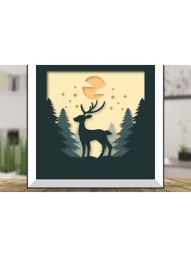 Σετ των 2 Intra απο ξύλο plywood 3mm-4mm πάχος Christmas Deer 3D Shadowbox Layered Δίασταση 15x15 cm INTRAFABR-111081779