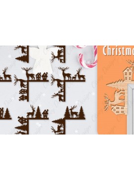 Σετ των 2 Intra απο ξύλο plywood 3mm-4mm πάχος Christmas Deer Door Corner Corner  Δίασταση 15x15 cm INTRAFABR-111421636