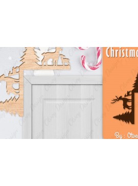 Σετ των 2 Intra απο ξύλο plywood 3mm-4mm πάχος Christmas Deer Door Corner Corner  Δίασταση 15x15 cm INTRAFABR-111421398