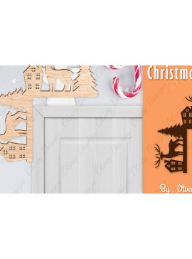 Σετ των 2 Intra απο ξύλο plywood 3mm-4mm πάχος Christmas Deer Door Corner Corner  Δίασταση 15x15 cm INTRAFABR-111421444