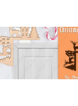 Σετ των 2 Intra απο ξύλο plywood 3mm-4mm πάχος Christmas Deer Door Corner Corner  Δίασταση 15x15 cm INTRAFABR-111421471