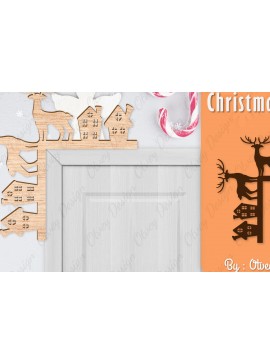 Σετ των 2 Intra απο ξύλο plywood 3mm-4mm πάχος Christmas Deer Door Corner Corner  Δίασταση 15x15 cm INTRAFABR-111421509