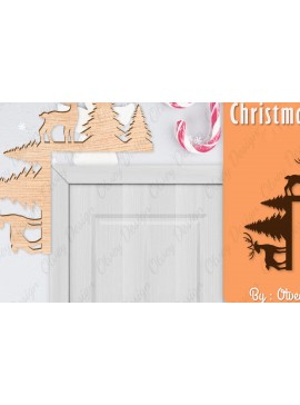 Σετ των 2 Intra απο ξύλο plywood 3mm-4mm πάχος Christmas Deer Door Corner Corner  Δίασταση 15x15 cm INTRAFABR-111421233