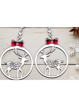 Σετ των 3 Intra απο ξύλο plywood 3mm-4mm πάχος Χριστουγεννιάτικη κεφαλιού ελαφιού. Δίασταση 4x4 cm INTRAFABR-110015979