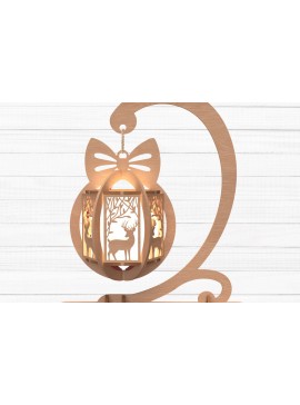 Intra απο ξύλο plywood 3mm-4mm πάχος Χριστουγεννιάτικο φανάρι ελαφιού με βάση Δίασταση 30x20 cm INTRAFABR-109860360