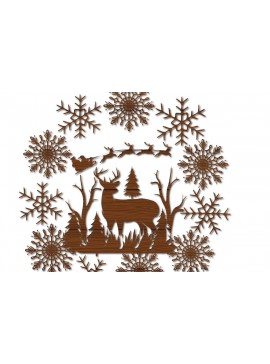 Σετ των 2 Intra απο ξύλο plywood 3mm-4mm πάχος αποκοπής στρώσης ελαφιού Χριστουγέννων Δίασταση 30x20 cm INTRAFABR-36073825