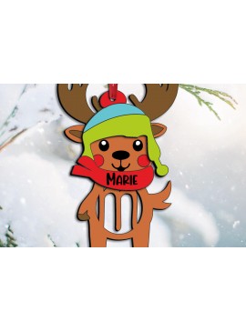 Σετ των 3 Intra απο ξύλο plywood 3mm-4mm πάχος Χριστουγεννιάτικο γράμμα ελαφιού M στολίδι διακοπές Δίασταση 8x8 cm INTRAFABR-111509872